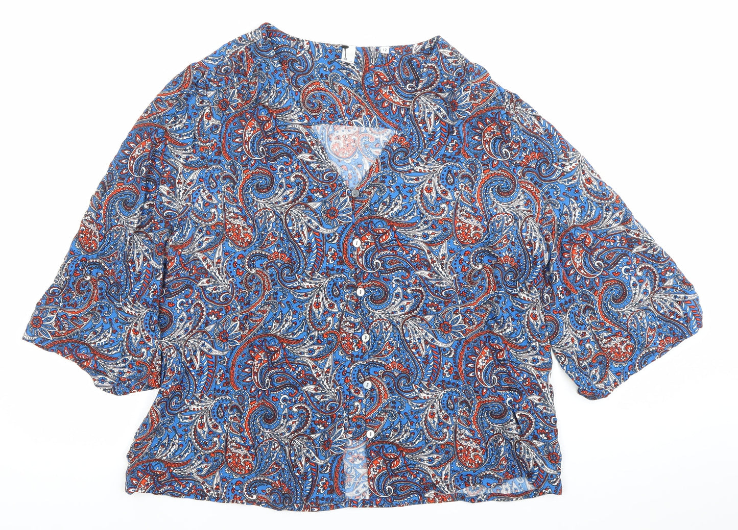AND/OR Women’s Multicoloured Paisley Viscose Button-Up Blouse Size 12