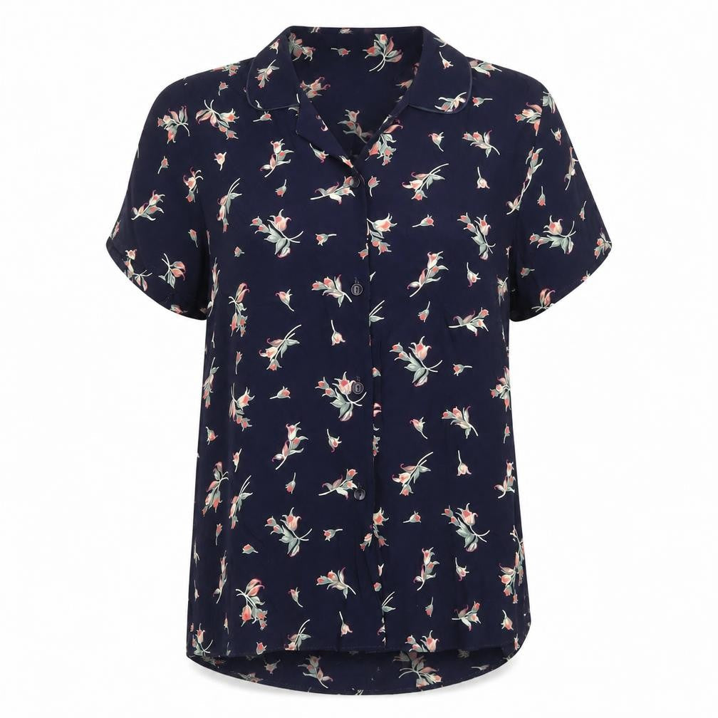 Marks & Spencer Women’s Blue Floral Button-Up Shirt Size 8