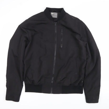 Front view of ASOS Men Black Bomber Jacket, size M, 38-40" Regular Fit Polyester
