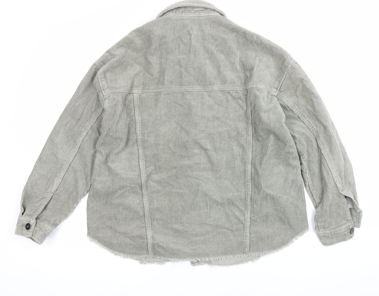 Zara Womens Green XS Corduroy Jacket Button Down Casual