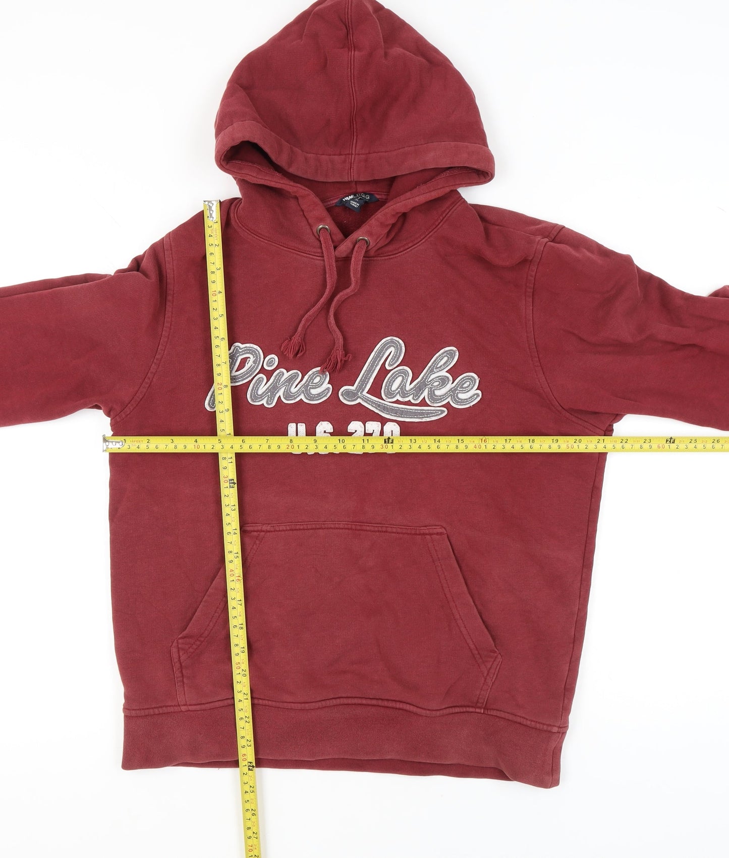 H&M Women’s Red Pullover Hoodie M Pine Lake Logo Cotton Blend