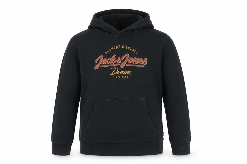 Jack & Jones Boys Black Pullover Hoodie Size 152 Long Sleeve Logo Print