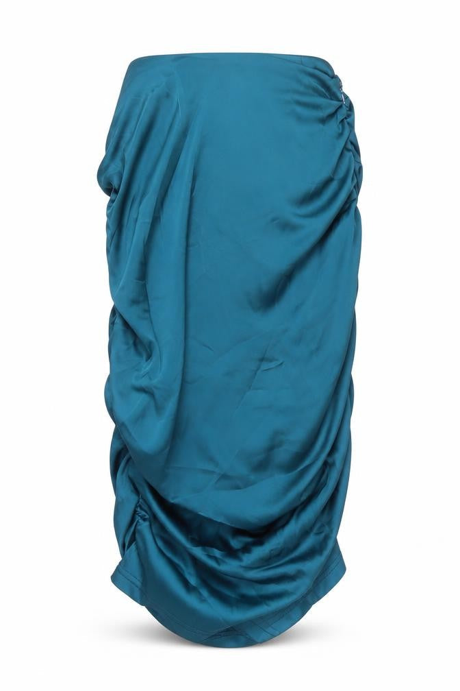 Missguided Women Tall Blue Satin Wrap Midi Skirt Size 10 Party Cocktail