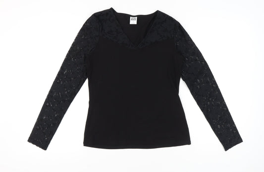Vero Moda Women’s Black Lace Sleeve V-Neck Tunic Blouse Size M