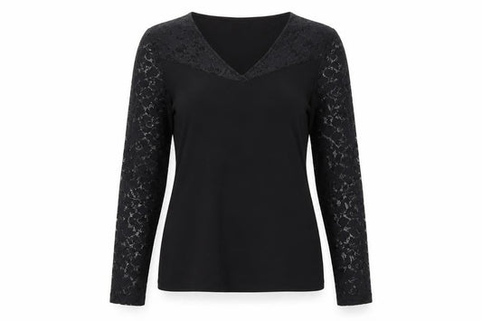 Vero Moda Women’s Black Lace Sleeve V-Neck Tunic Blouse Size M