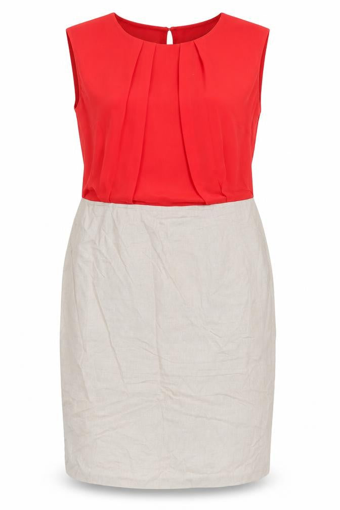 Marks & Spencer Women’s Red Beige Sheath Dress UK 12 Workwear