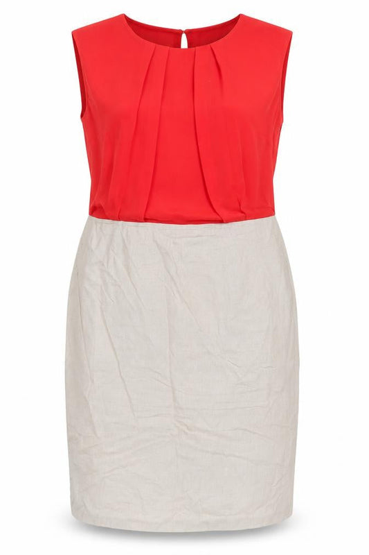Marks & Spencer Women’s Red Beige Sheath Dress UK 12 Workwear