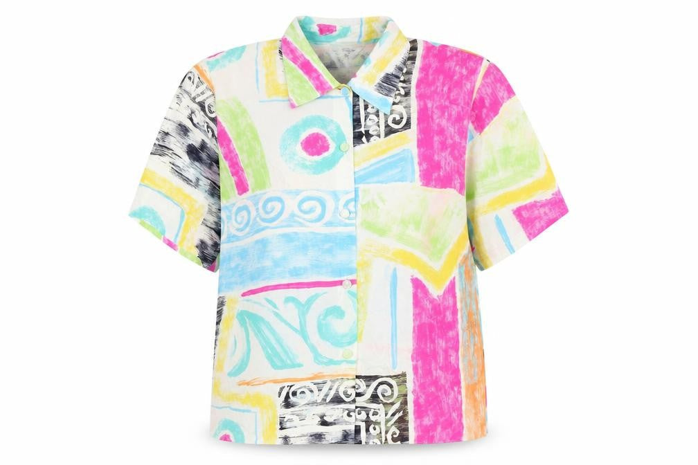 Emerald Womens Multicoloured Retro Button-Up Shirt Size 10