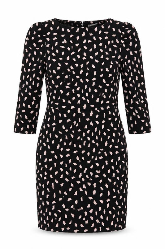 Warehouse Women’s Black Pink Sheath Dress Size 12 3/4 Sleeve
