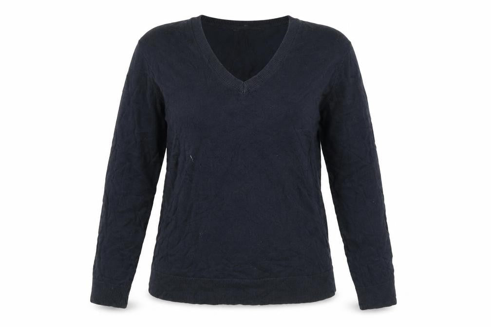 Peruvian Connection Womens Black M V-Neck Cotton Long Sleeve Jumper