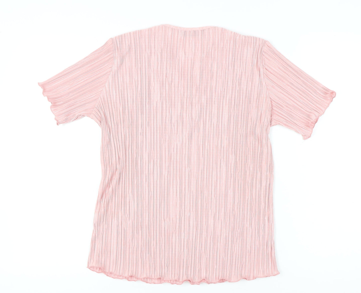 Bassini Womens Pink Embroidered Tunic Blouse Size M Short Sleeve