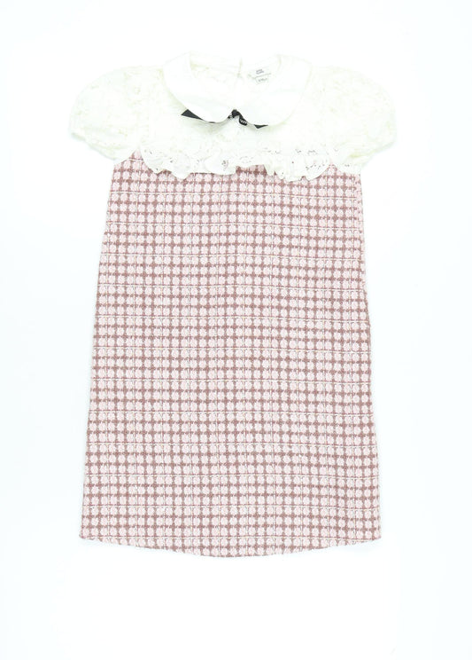 River Island Girls Pink White Lace Collar Shift Dress 9-10 Years Party