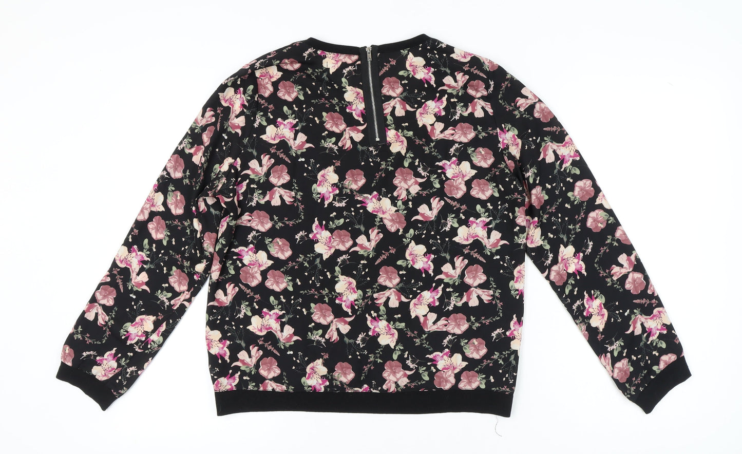 Apricot Womens Black Floral UK 12 Long Sleeve Tunic Blouse
