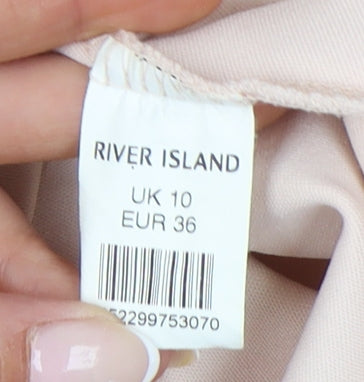 River Island Women’s Beige Bodycon Dress UK 10 Sleeveless Floral Party
