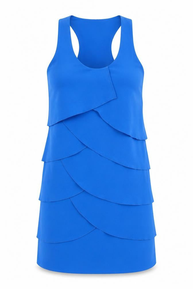 Aqua Women’s Blue Layered Ruffle Sleeveless Tank Top Size S