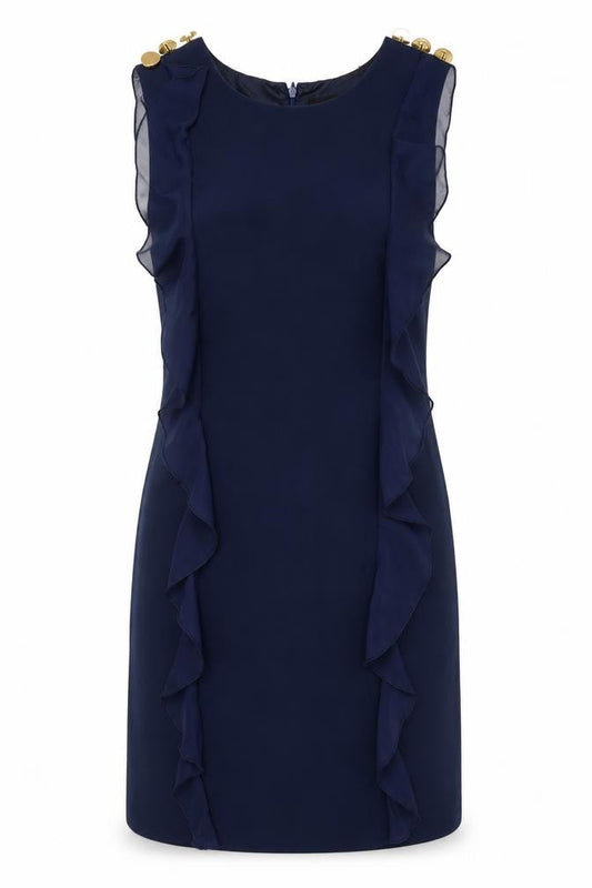 Vero Moda Women’s Blue Size 6 Sleeveless Sheath Ruffle Dress