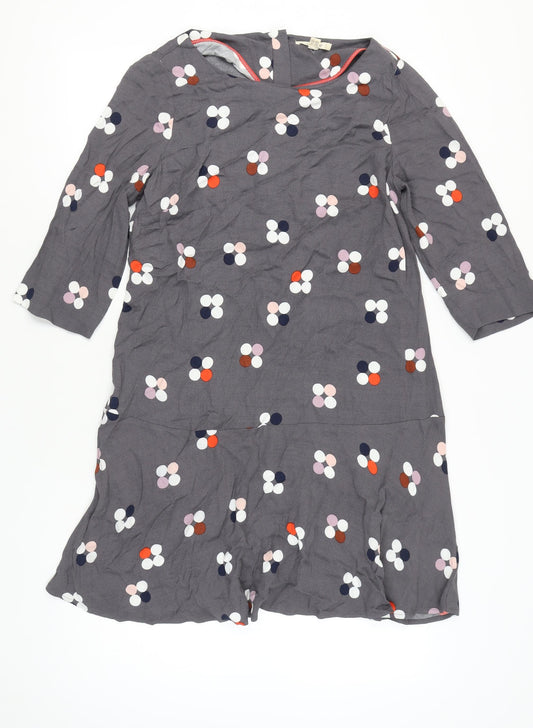 White Stuff Women’s Grey Floral Shift Dress Size 12 Knee Length