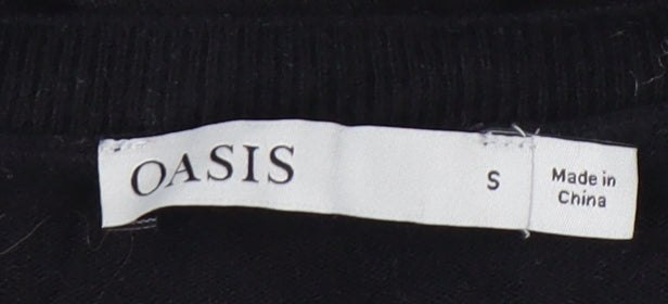 Oasis Womens Black Floral Embroidered Pullover Jumper Size S