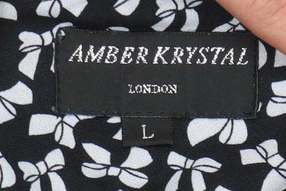 Amber Krystal Women’s Black Floral Polyester Summer Playsuit L