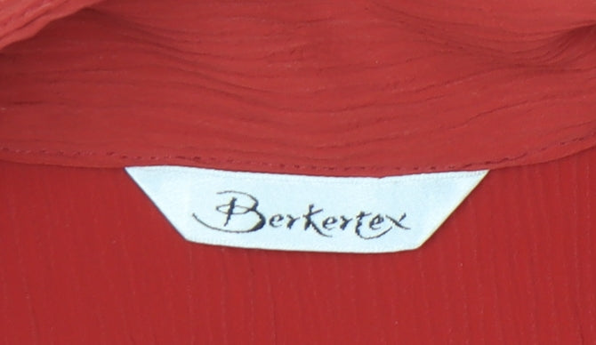 Berkertex Women Red Size 14 Button-Up Collared Short Sleeve Shirt