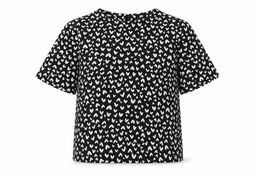 Marks and Spencer Womens Black Heart Print Blouse Size 10