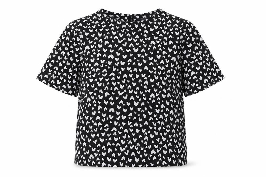 Marks & Spencer Womens Black Heart Print Blouse Size 10