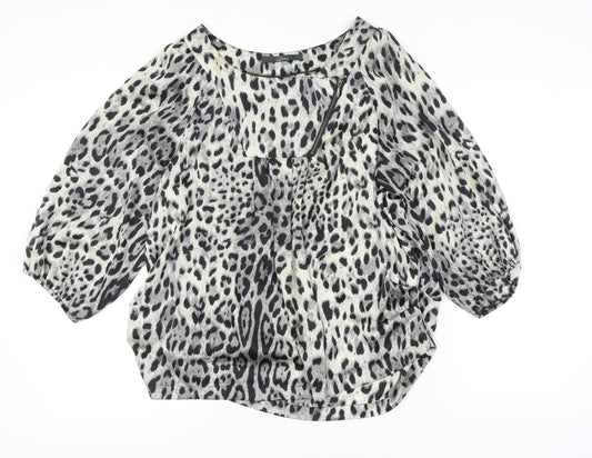 Luxzuz Women’s Multicoloured Animal Print Blouse Size 14 Tunic Style