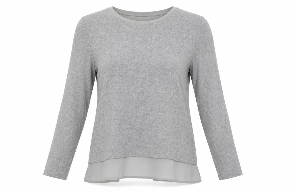 Warehouse Womens Grey Size 8 Tunic Blouse Long Sleeve Work Casual