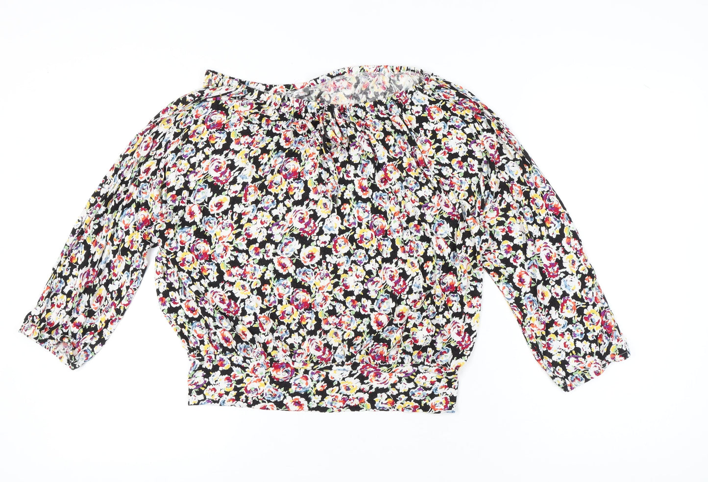 South Womens Multicoloured Floral Blouse Size 14 Puff Sleeve