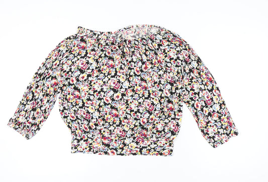 South Womens Multicoloured Floral Blouse Size 14 Puff Sleeve