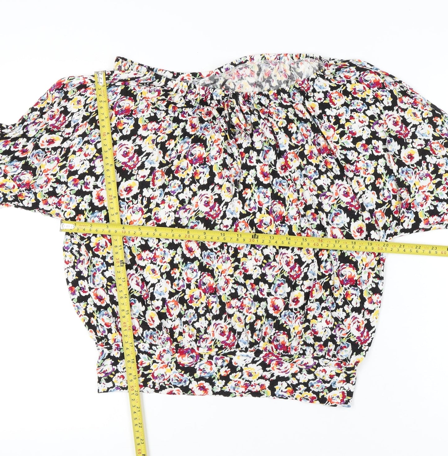 South Womens Multicoloured Floral Blouse Size 14 Puff Sleeve