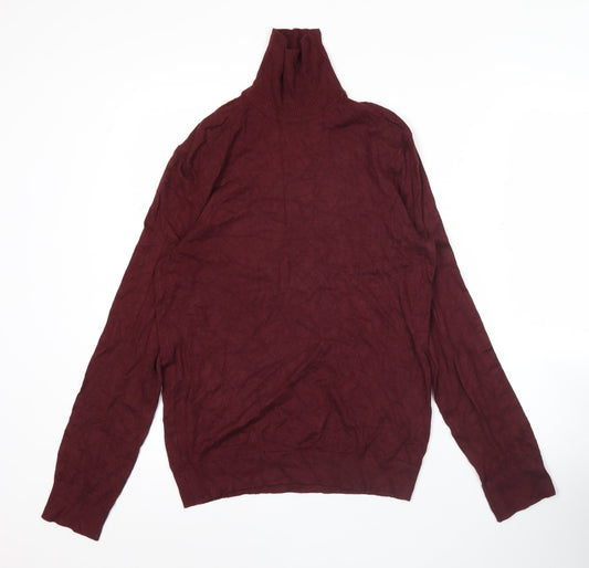 Bershka Womens Red Roll Neck Jumper Size 2XS Slim Fit Knit