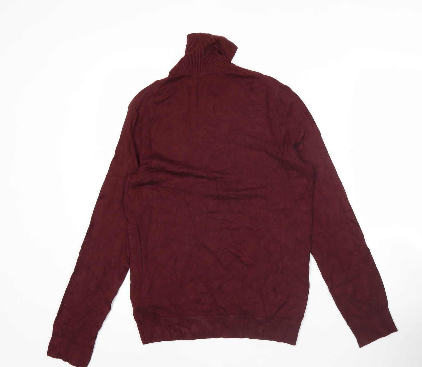 Bershka Womens Red Roll Neck Jumper Size 2XS Slim Fit Knit