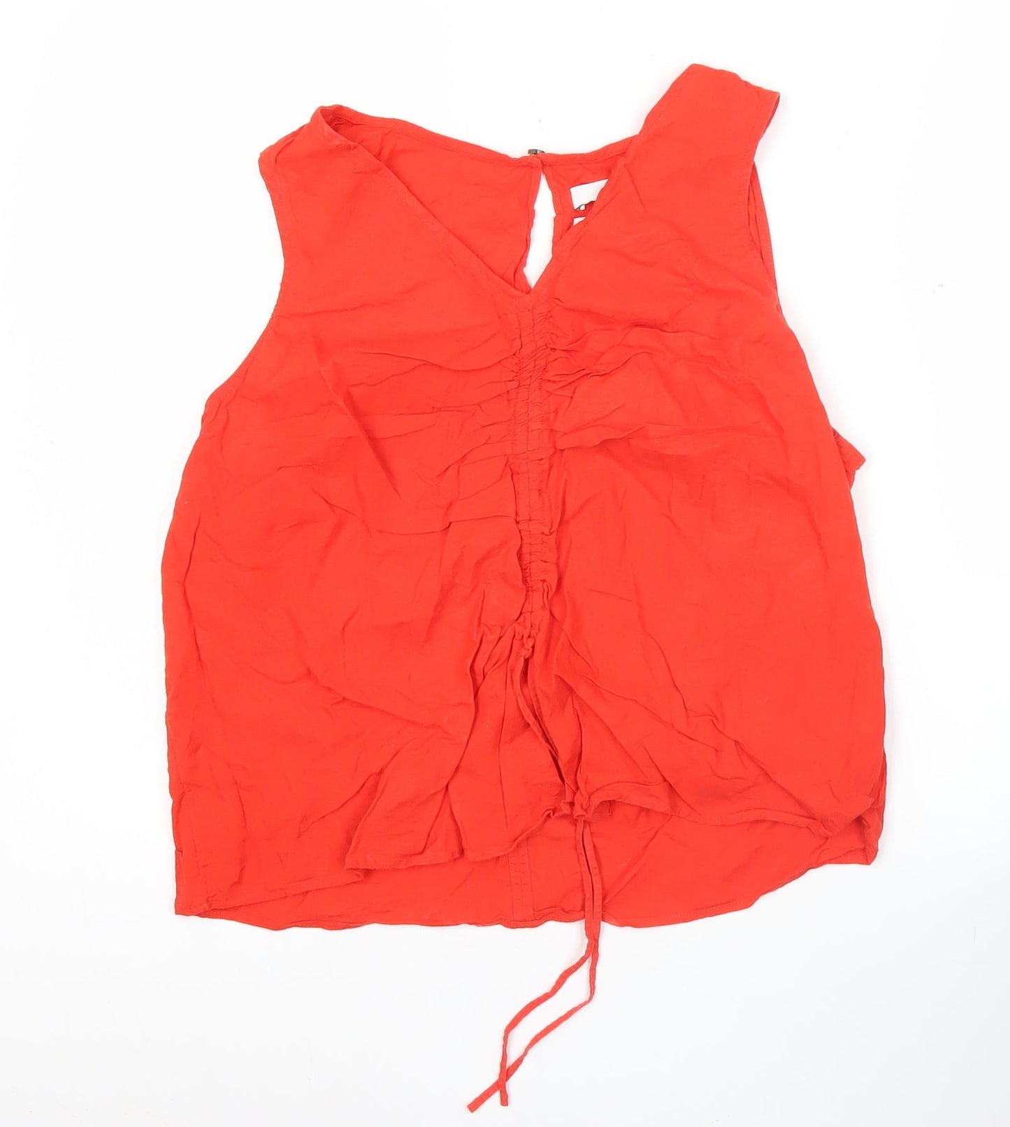 Marks and Spencer Women Red Size 16 Linen Blend Sleeveless Tunic Blouse