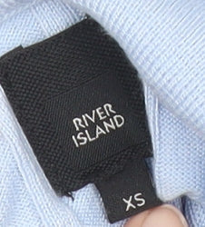 River Island Womens Blue XS Polo Knit Top Short Sleeve