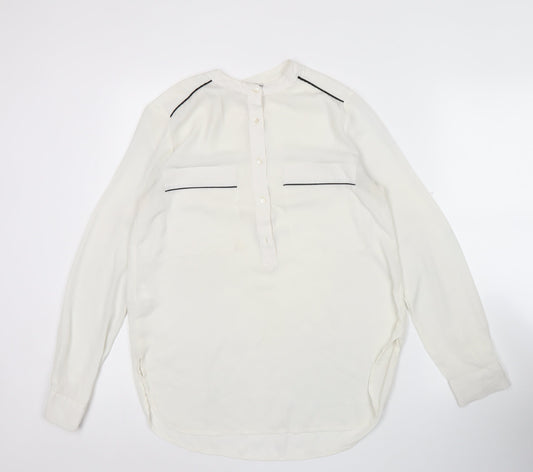 Mango Women Ivory XS Long Sleeve Tunic Blouse Lightweight Workwear