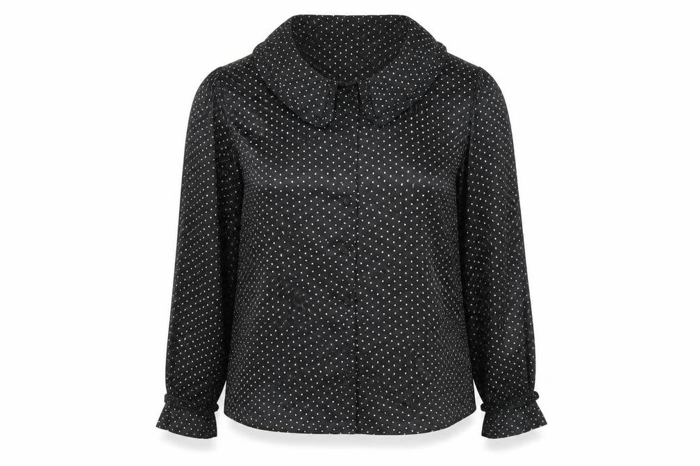 Topshop Women’s Black Polka Dot Blouse UK 10 Long Sleeve