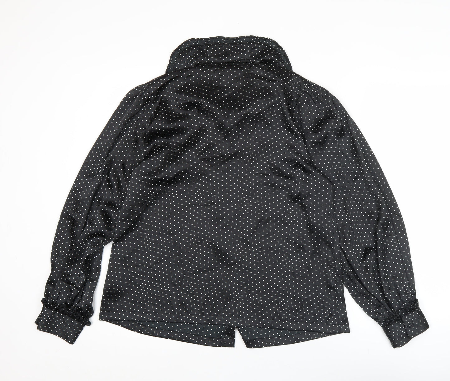 Topshop Women’s Black Polka Dot Blouse UK 10 Long Sleeve