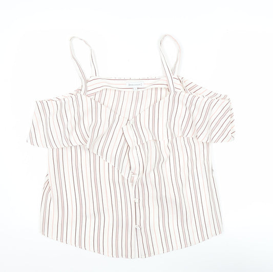Warehouse Womens White Striped Off Shoulder Blouse Size 16