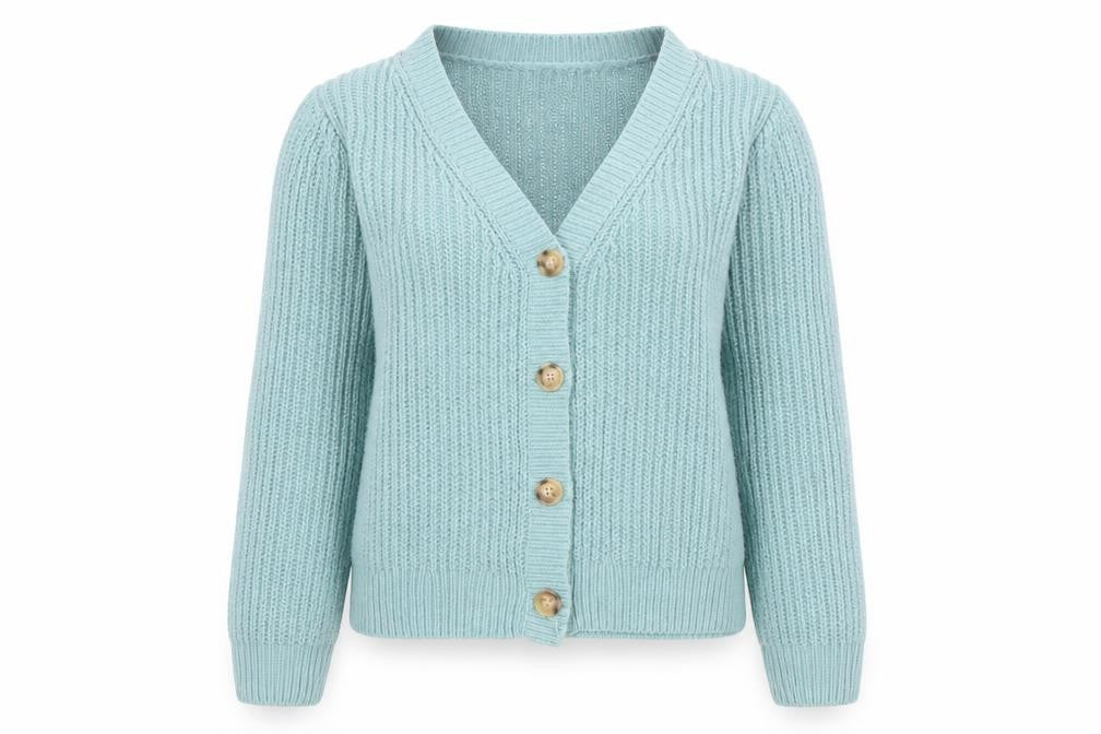 John Lewis Teens Blue Chunky Knit V-Neck Cardigan Age 9 10 Slim