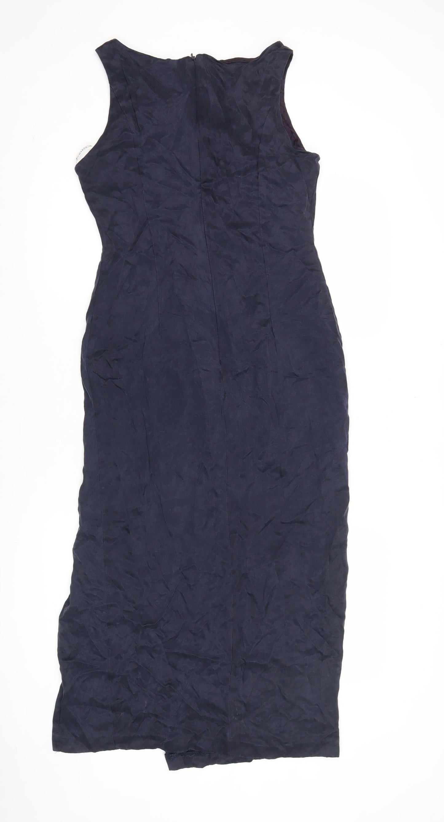 Richards Women’s Blue Cupro Sheath Midi Dress Size 10 Sleeveless