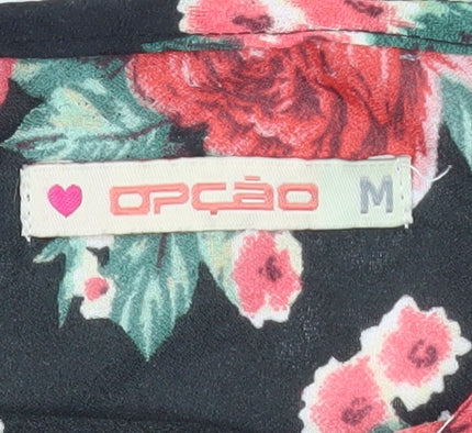 Opção Womens Floral Camisole Tank Top Black Multicoloured Size M
