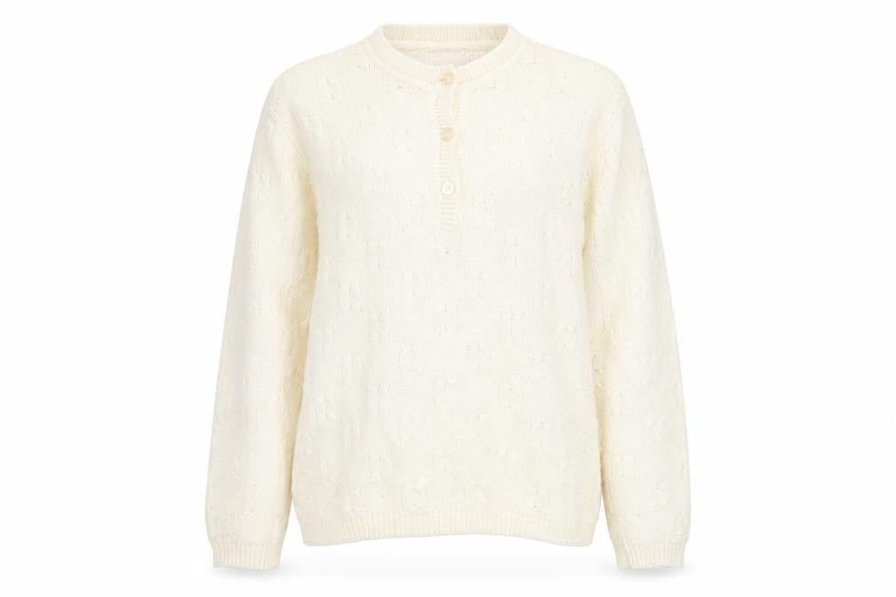Canda Women’s Ivory Henley Jumper Size 14 Wool Blend Knit