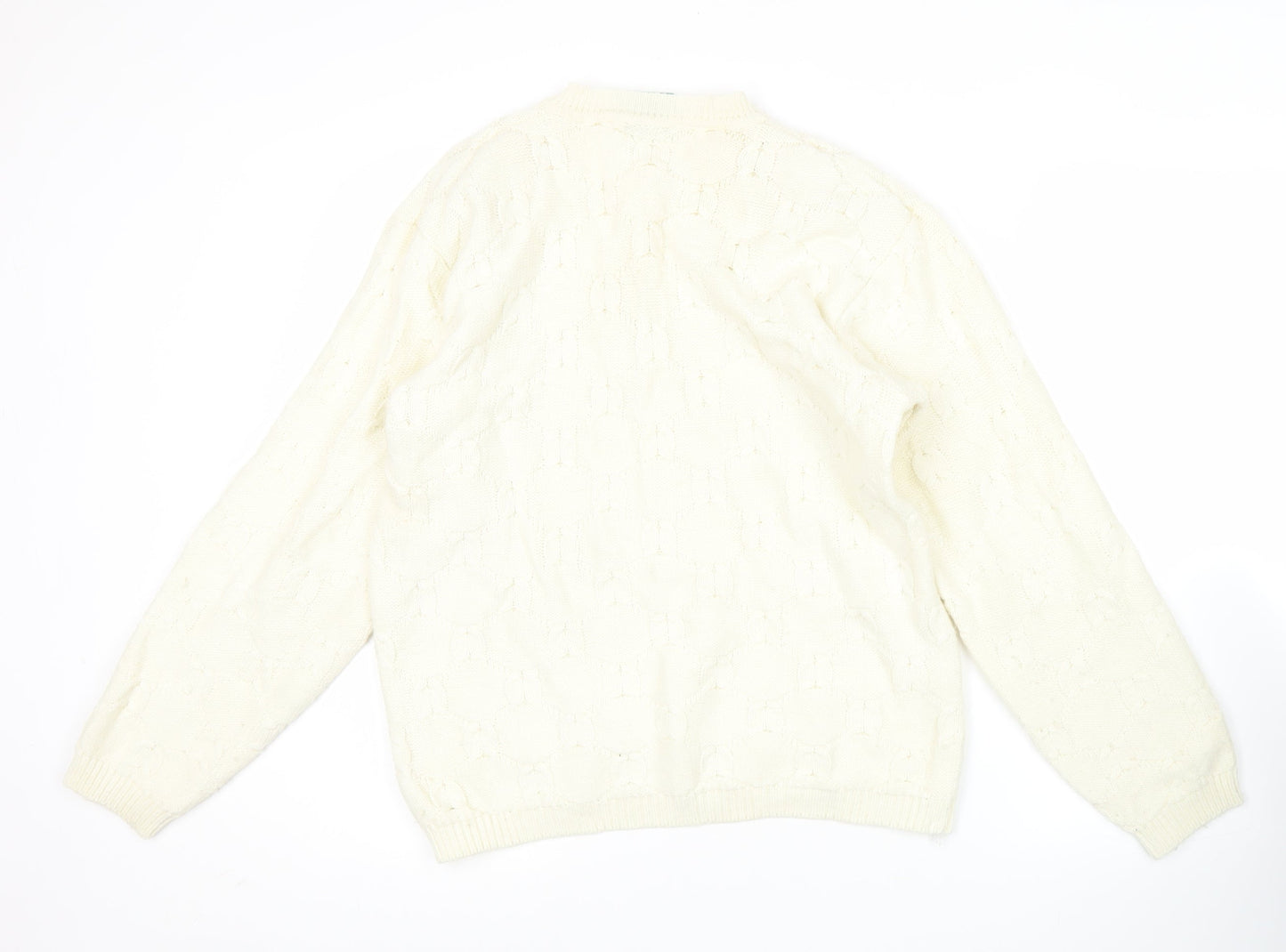 Canda Women’s Ivory Henley Jumper Size 14 Wool Blend Knit