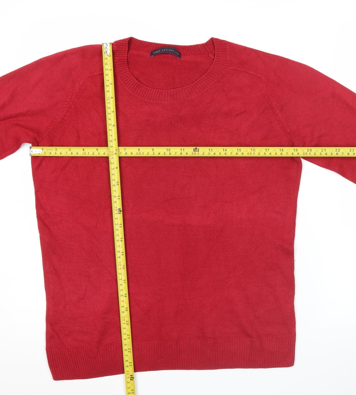 Marks and Spencer Womens Red Acrylic Pullover Jumper UK 12