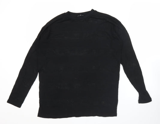 Next Womens Black Open-Knit Pullover Jumper Size 10
