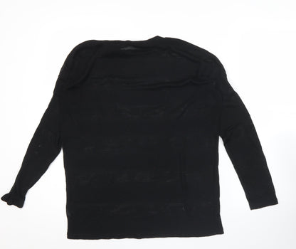 Next Womens Black Open-Knit Pullover Jumper Size 10
