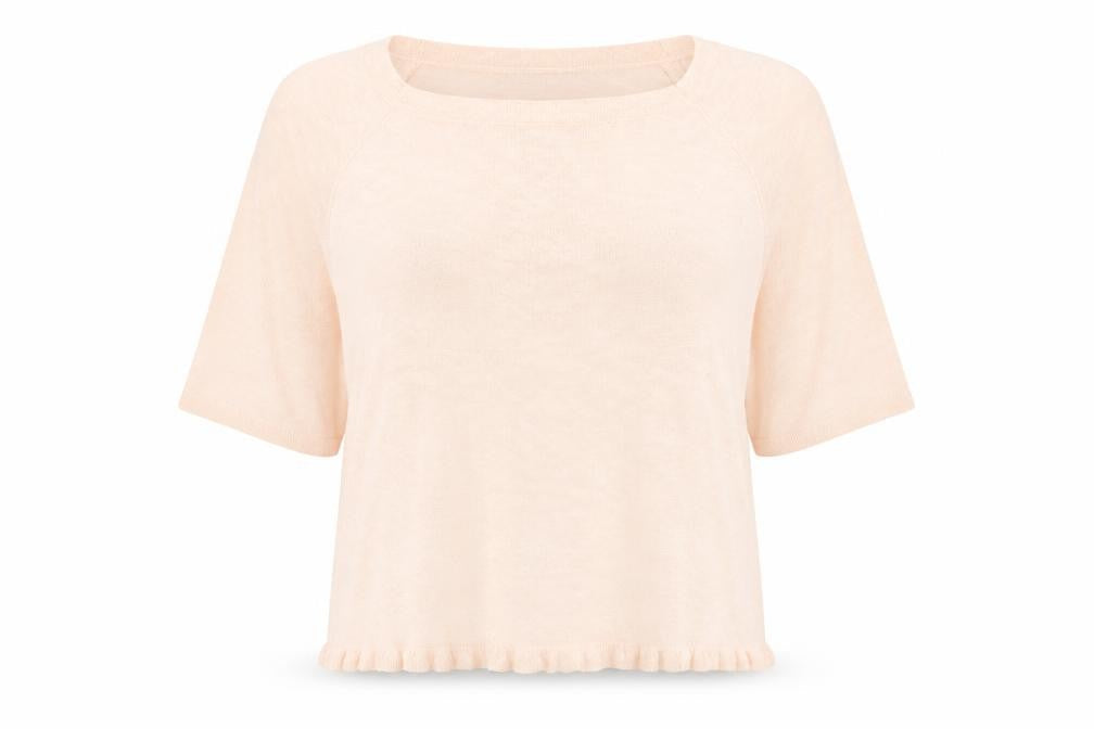 Monsoon Womens Pink Linen Blend Scoop Neck Pullover Jumper L