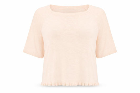 Monsoon Womens Pink Linen Blend Scoop Neck Pullover Jumper L