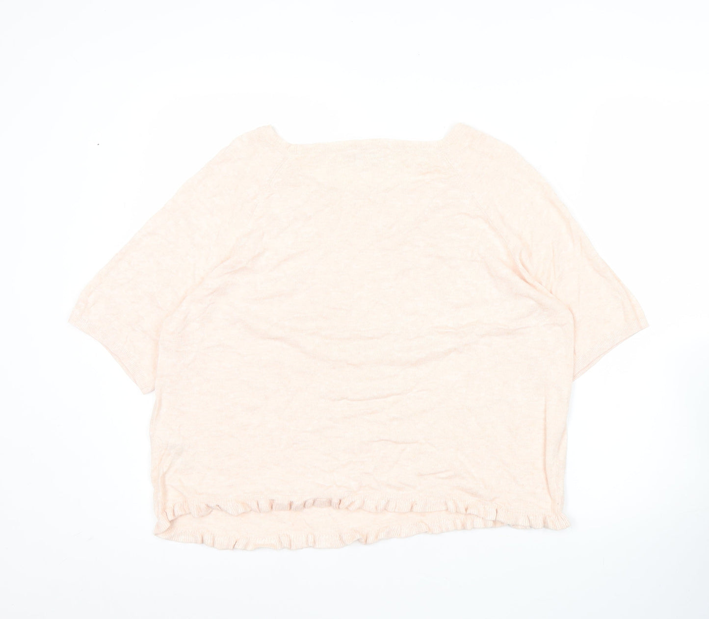 Monsoon Womens Pink Linen Blend Scoop Neck Pullover Jumper L